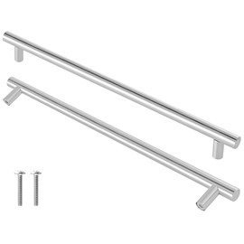 Cjueiom 6 Pack Brushed Nickel Cupboard Handles 160mm Hole Center T Bar Handles, Stainless Steel Drawer Handles Long Wardrobe Door Handles Pulls, 250mm Length Kitchen Cabinet Handles for Bedroom Drawer