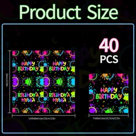 Pack of 40 Happy Birthday Party Napkins, Cocktail Napkins, Disposable Colourful Theme Decorations Accessories for Boys Girls Birthday Party Decoration, 33 x 33 cm