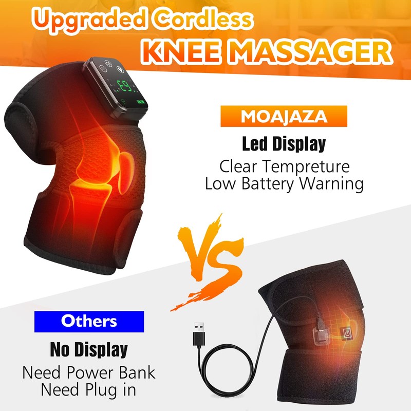 Cordless Heated Knee Massager, 2PC Heating Shoulder Support Brace Wrap