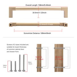 TUNNY 10 Pack Classic Solid Cabinet Handles-5"/128mm Screw Spacing Champagne Bronze Furniture Hardware Handles for Bathroom Dresser Kitchen Cabinets Bedroom Cabinet Pulls