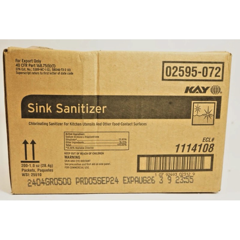 Kay 02595-072 commercial sink sanitizer Box of 200 1 oz