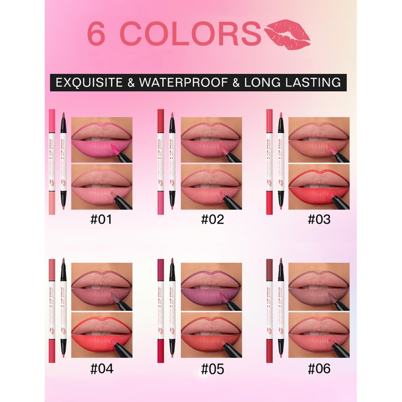 Erinde Lip Marker Waterproof Lip Liner - 2 Colours, Double
