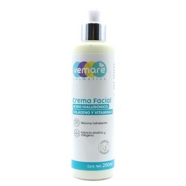 Vemare Cosmetics Crema Facial de Ácido Hialurónico, Colágeno y Vitamina E Piel Fresca y Suave 250ml