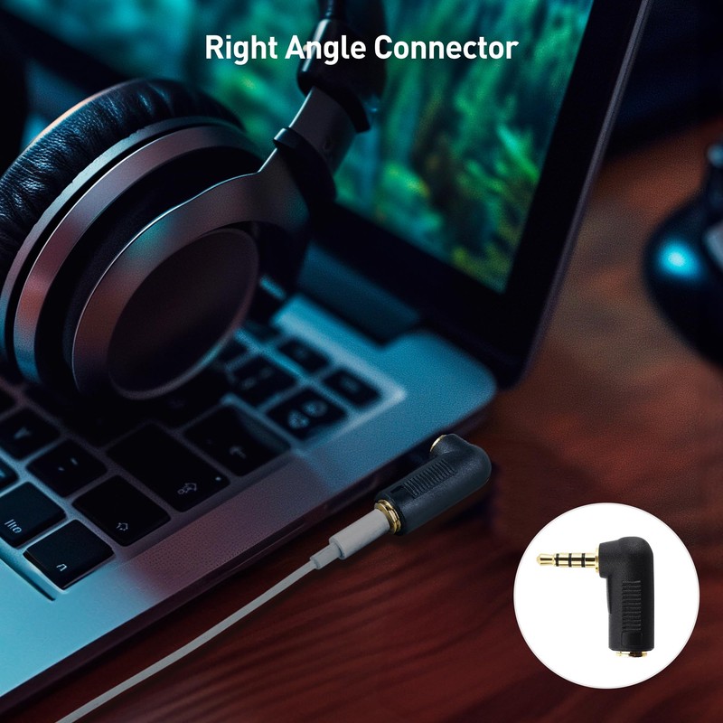 Cable Matters 2-Pack Right Angle 3.5mm Adapter in Black (Mini