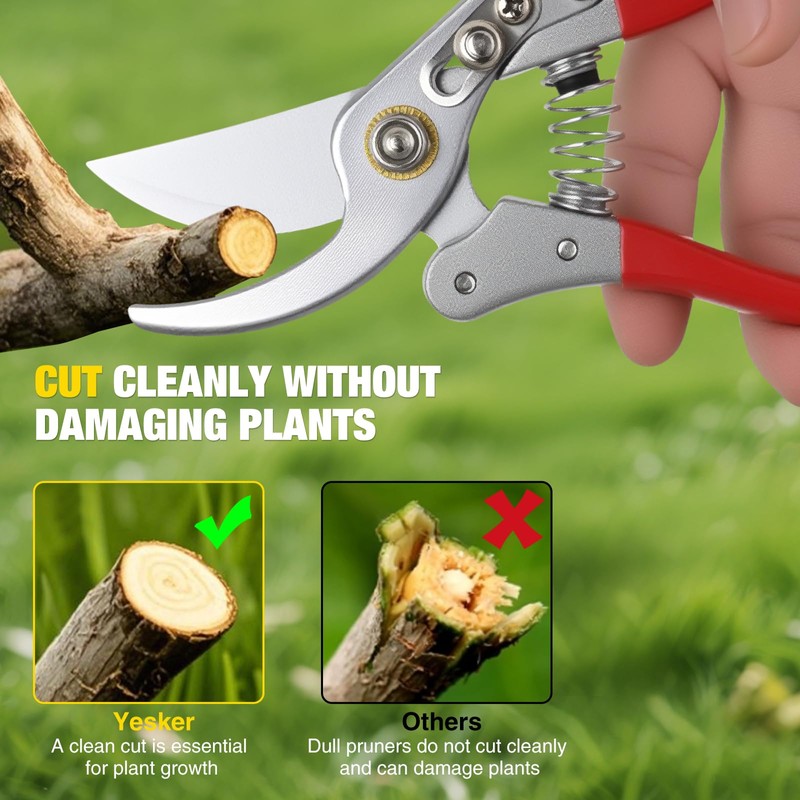 Yesker Pruning Shears Garden Shears 8.6" Professional Bypass Garden Scissors