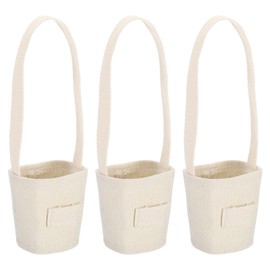 PATIKIL Coffee Cup Sleeve with Strap, 3 Pcs Water Bottle Holder with Straw Holder, Reusable Canvas Portable Water Bottle Carrier for Water Bottle, Coffee for Hiking, Biking, White