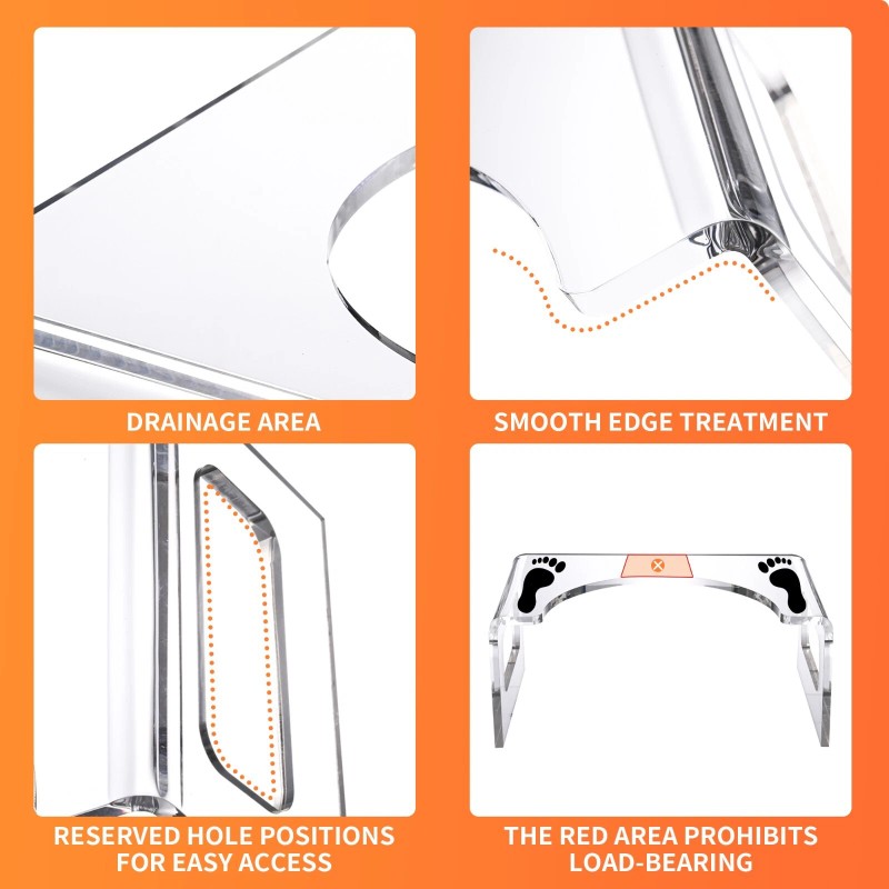 AZM Displays Squat Potty Toilet Foot Stool Clear Acrylic Waterfall