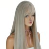22 Inch Long Brown Straight Wig with Bangs Synthetic Wig