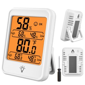 Termómetro Higrómetro Digital para Interiores con Retroiluminación, Imán y Pantalla LCD, Monitor de Temperatura y Humedad de Montaje en Pared, ℃ ℉ Conmutable, Registros Mínimos y Máximos para Hogar