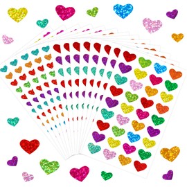 Glitter Heart Stickers Decorative Foil Heart Love Sticker for Valentines Day Kids Art Craft Supplies Party Favors 1140Pcs