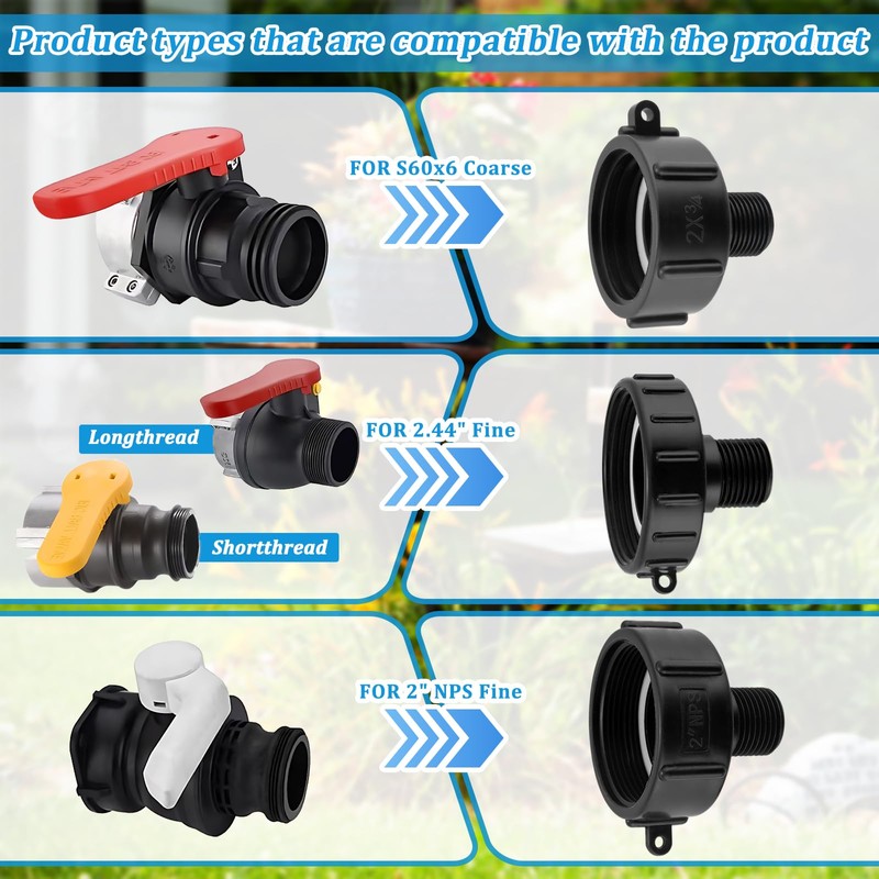 Wantmatch 250 Gallon IBC Water tote Hose Adapter, IBC Drain