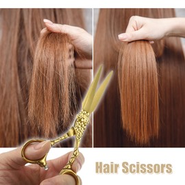 VOCOSTE Hair Scissors Hair Cutting Scissors Professional Hairdressing Scissors Stainless Steel Razor Length 6.9" Golden