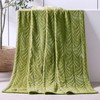 Whale Flotilla Cuddly Blanket with Leaves Pattern, Warm Sofa Blanket,