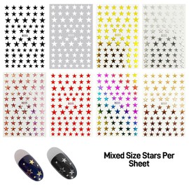 8 Sheets Star Nail Art Stickers, Star Nail Charms for Acrylic Nails 3D Self Adhesive Nail Decals Manicure Accessories for Women Girls DIY Nail Art Design Independence Day Nail Stickers