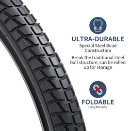 YUNSCM 2-PCS 26" Bike Tires 26x2.125/57-559 Compatible with 26x2.0 26x2.10 26 x 2.125 26x2.15 Bicycle Tires (Y-1202)