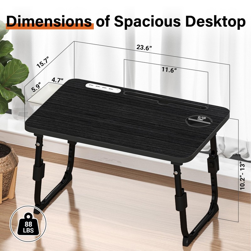 Lap Desk for Bed, Adjustable Laptop Desk with USB Charging