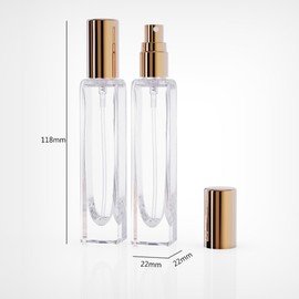 seafulee 15ml(1/2oz) Glass Perfume Bottles with Gold Aluminum Spray, Refillable Travel-Size Set of 5, Portable Reusable Atomizer for Essential Oils, Fragrances, DIY Blends (Golden cap)