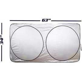 Car Windshield Sun Shade - Blocks UV Rays Sun Visor Protector, Sunshade to Keep Your Vehicle Cool and Damage Free, Easy to Use, Fits Windshields of Various Sizes (Large 63 x 33.8 in)