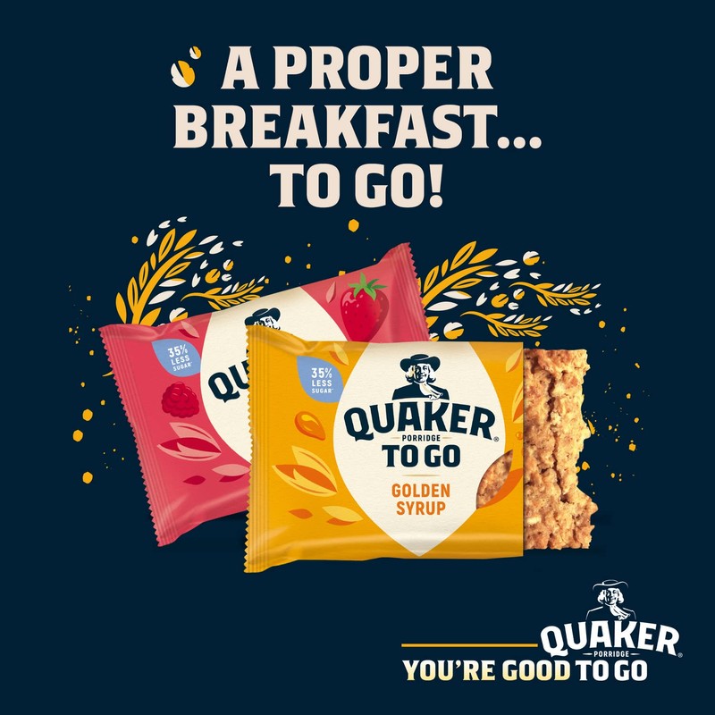 Quaker Porridge To Go Breakfast Bar Golden Syrup 12 x