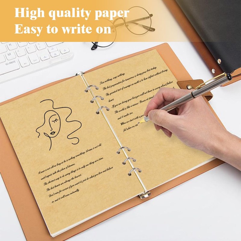 Vicloon A5 Refill Paper Kraft Paper Blank, 140 Sheets Paper