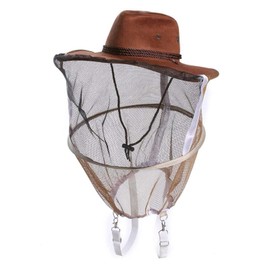 AukBeeFun Cowboy Beekeeper Hat with Veil Bee Veil Hat with Visibility Veil Outdoor Professional Beekeeping Protective Gear (1)