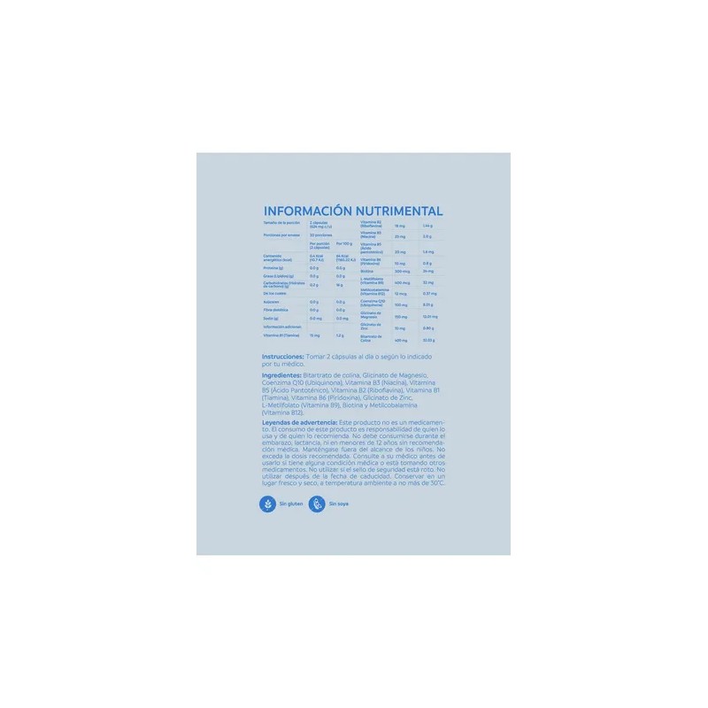 Complejo B Vitamina B12 Coq10 100 Mg Nutriadn 60 Capsulas