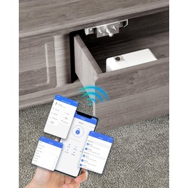 BAWOSS Smart Cabinet Lock Bluetooth Hidden Safety RFID Kid Keyless Drawer Locks for Adults Children Proof,TTlock Works with Alexa & Google Home for Sliding Cabinet and Box,No Drilling,NFC,Card,White