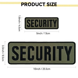 Security Embroidered Patches are Durable, for Uniforms, Vests, Jackets, Carriers, Hats. Two Sizes: Small and Large.(Security, Green)