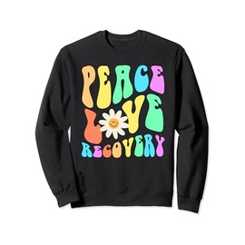 Groovy PEACE LOVE RECOVERY Nurse Clean Sober Therapy Crew Sweatshirt