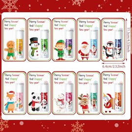 Paquete de 30 bálsamos labiales de Navidad a granel, regalos de fiesta de Navidad, regalos para calcetines, bálsamos labiales de vacaciones, regalos de agradecimiento para empleados, personal