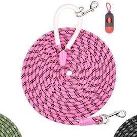Codepets Nylon Dog Leash 6FT 10FT 20FT 30FT Diameter 2/5 Inch with Comfortable Silicone Handle Highly Reflective No Tangle for Medium Large Dogs Outside Walking Camping Backyard. (Pink, 6FT)