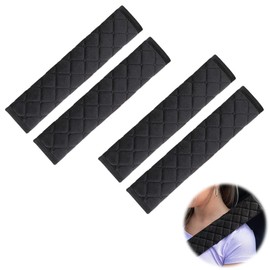 Set of 4 Car Seat Belt Pads, Shoulder Pads, Seat Belt in the Car, Made of Soft Microfibre for Seat Belt in the Car for Children and Adults, Black