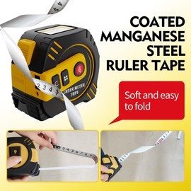 REVASRI Digital Tape Measure, 40m Laser Rangefinder & 5m Tape Measure, Real Time Digital Display Unit FT/M/IN and Pythagoras Mode Pythagoras/Distance/Area/Volume Measurement