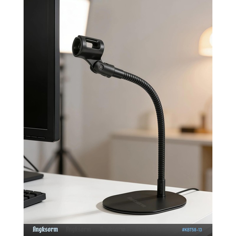 Angksorm 13-Inch Desktop Gooseneck Microphone Stand, Weighted Metal Base