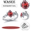Wasee January Birthstone Ring 925 Sterling Silver Garnet Ring Pear
