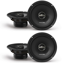 ALPINE DM-65-G 6.5-Inch 2-Way Coaxial Speakers with Grille Bundle, 4 Speakers