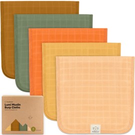 5-Pack Muslin Burp Cloths for Baby Boys, Girls - Baby Burp Cloths Neutral, Soft and Absorbent Burp Clothes, Burping Cloths for Babies, Burp Rags, Baby Girl & Boy Burp Cloth, Baby Essentials (Phase)
