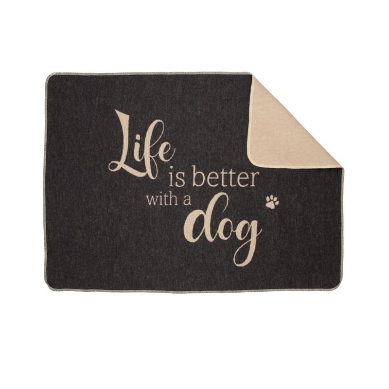 David Fussenegger Life is Better Dog Pet Blanket, Small, Anthracite,