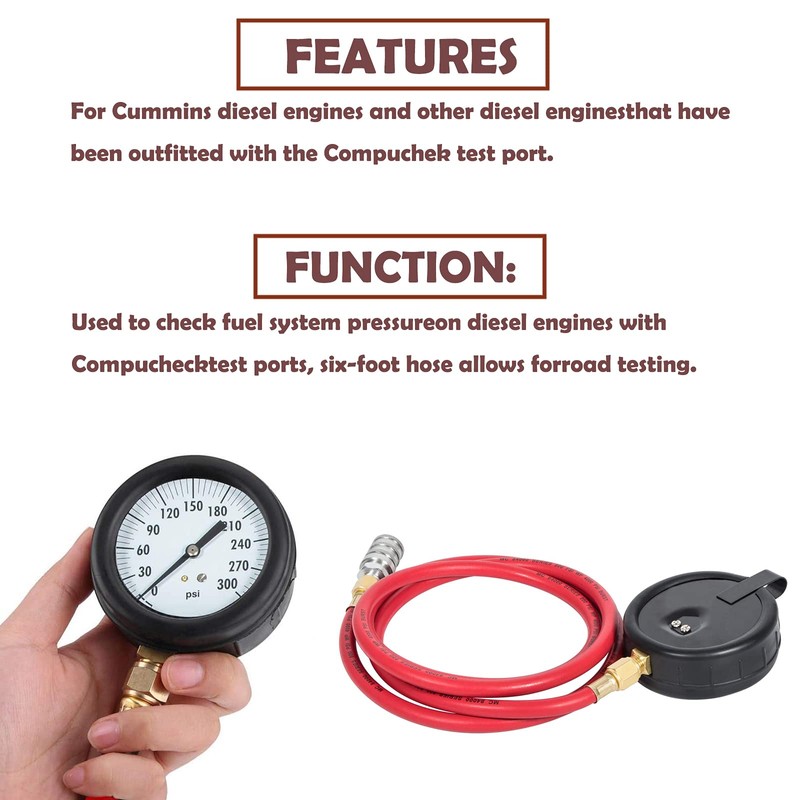 TU-32-20 Compucheck Fuel System Pressure Test Gauge Fits for Cummins