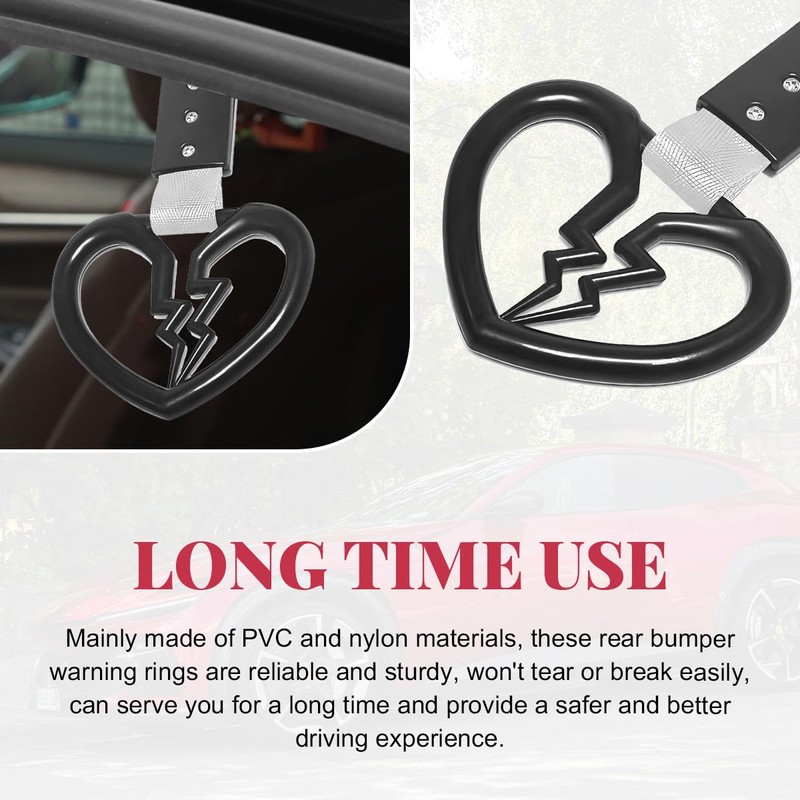 Gasedin 2PCS Broken Heart Car Handle Straps, Broken Heart-Shaped Rear