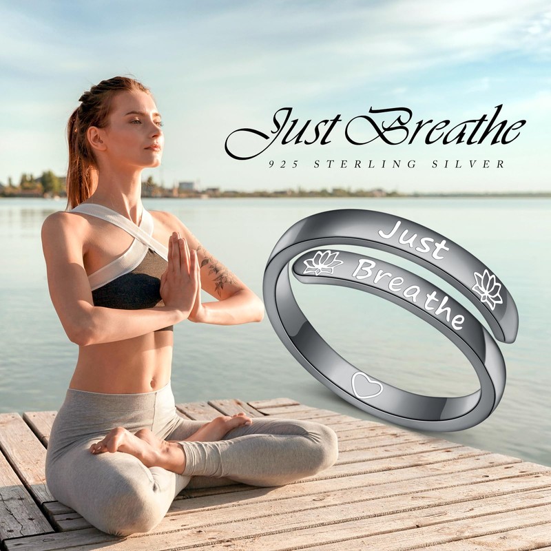 DAOCHONG 925 Sterling Silver Adjustable Inspirational Rings Stackable Spiral Twisted