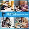 10X 30X Magnifying Glass with Light and Stand, 12LED Foldable