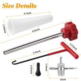 Sandfren Car Tire Valve Quick Change Tool Kit, 13PCS Tyre Valve Stem Core Replacement Set Includes 4PCS TR413 Valve Stems, Replacing Leaky Valves Stem Installation Tool, Universal Fit (Red)