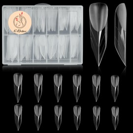 C12rtive 120Pcs Matte Dual Nail Forms,Pointed Shape Extension Poly Nail Gel Nail Forms Full Cover Nail Molds 12 Sizes for Solid Nail Gel Glue Nail Art Design Salon & DIY