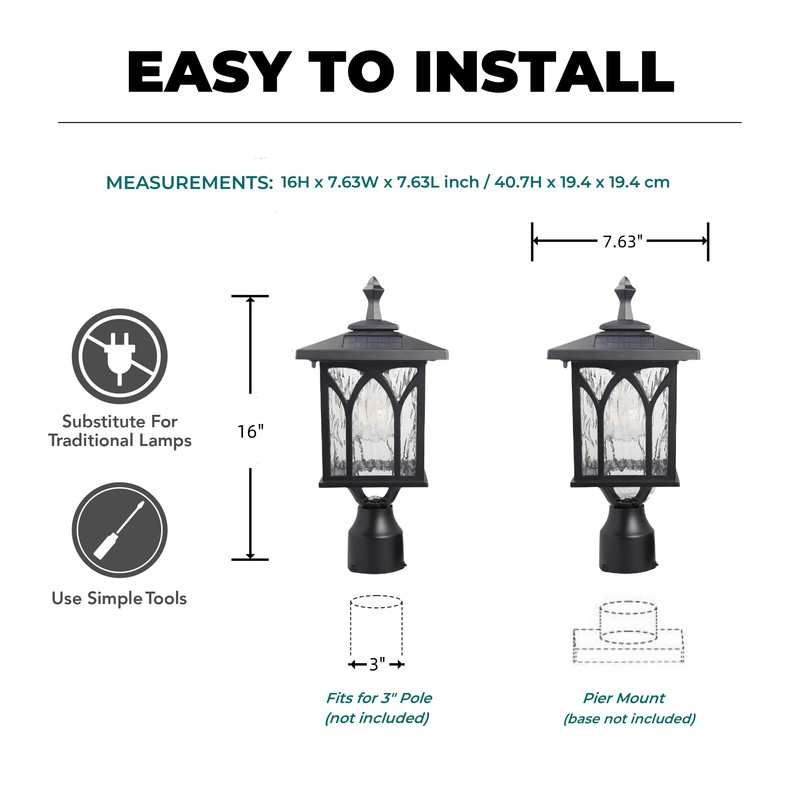 Kemeco ST4328Q-A Solar Post Light Outdoor Cast Aluminum Exterior LED
