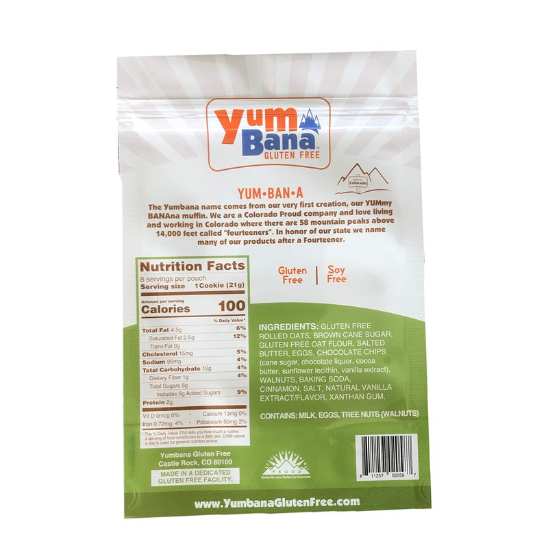 Yumbana Gluten Free Oatmeal Walnut Chip Cookies - Soy Free