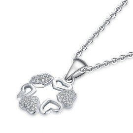 YL Heart Necklace, Women's Charm, 925 Sterling Silver, Large, CZ Diamond, Cubic Zirconia, Nickel-free, Luxury Ultra Fine Glitter, Cubic Zirconia
