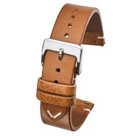 Genuine Vintage Leather Watch Band with Quick Release Spring Bars - Tan - 22mm