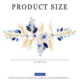 Ushiny Flower Bride Wedding Headband Gold Bridal Hair Accessories Crystal Hair Accessories Prom Beads Headpiece for Women and Girls