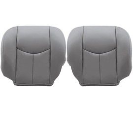 GXARTS Driver and Passanger Side Bottom Replacement Leather Seat Cover Light Gray #922 or 92i Compatible with Chevy Silverado Tahoe Suburban Avalanche GMC Sierra Yukon 2003 2004 2005 2006